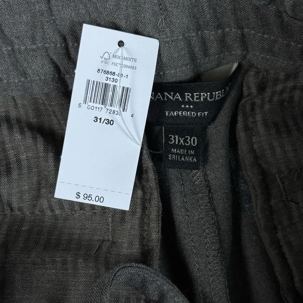 NWT Banana Republic Mens 31x30 Tapered Fit Pull On Pants Gray Stretch
